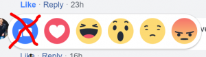 Do not use the Facebook like button, but the other emojis